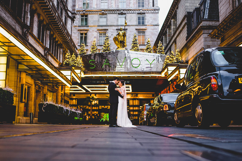 winter wedding photography at the savoy hotel london