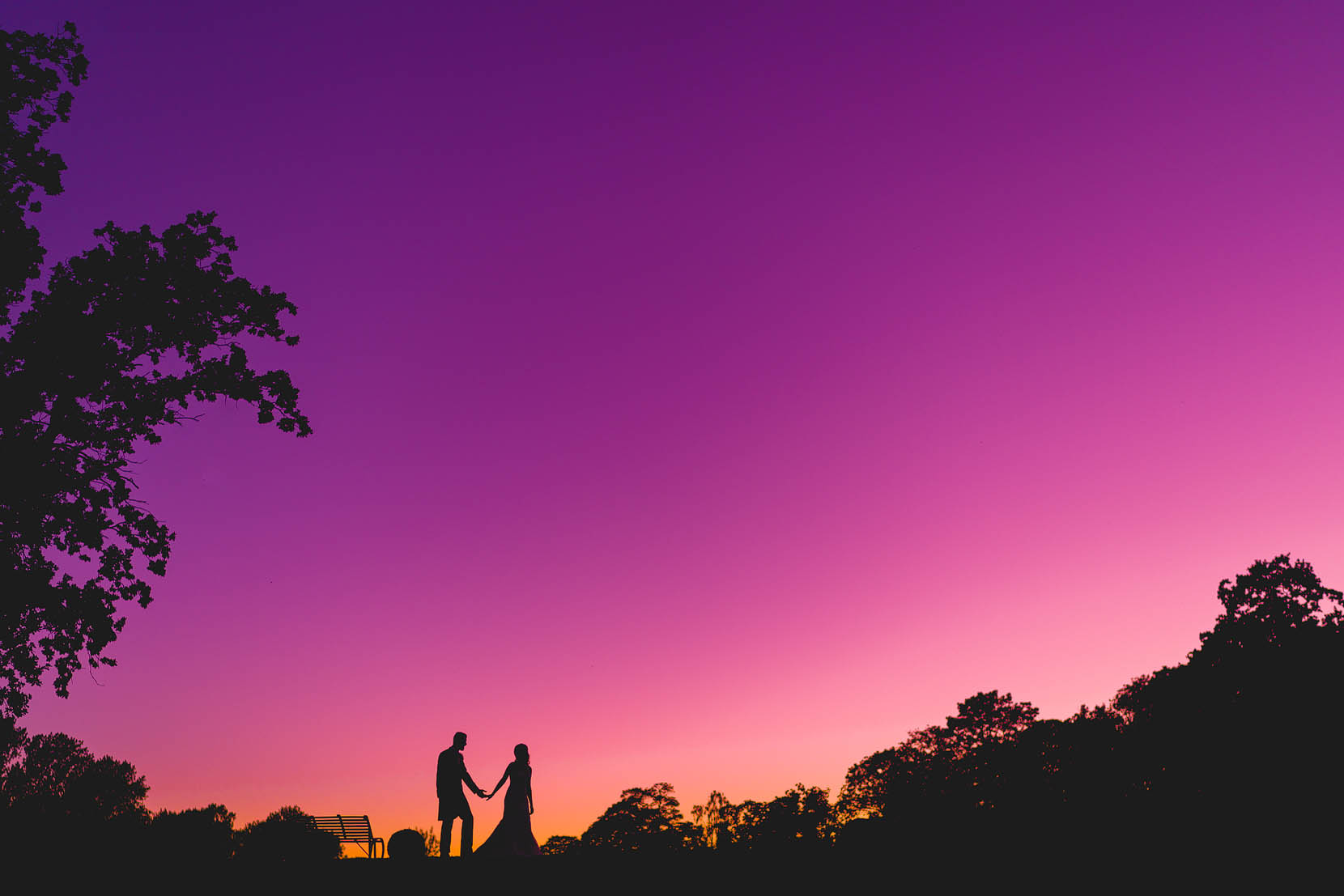 oxnead hall summer wedding of laura and steve with a gorgeous colourful sunset